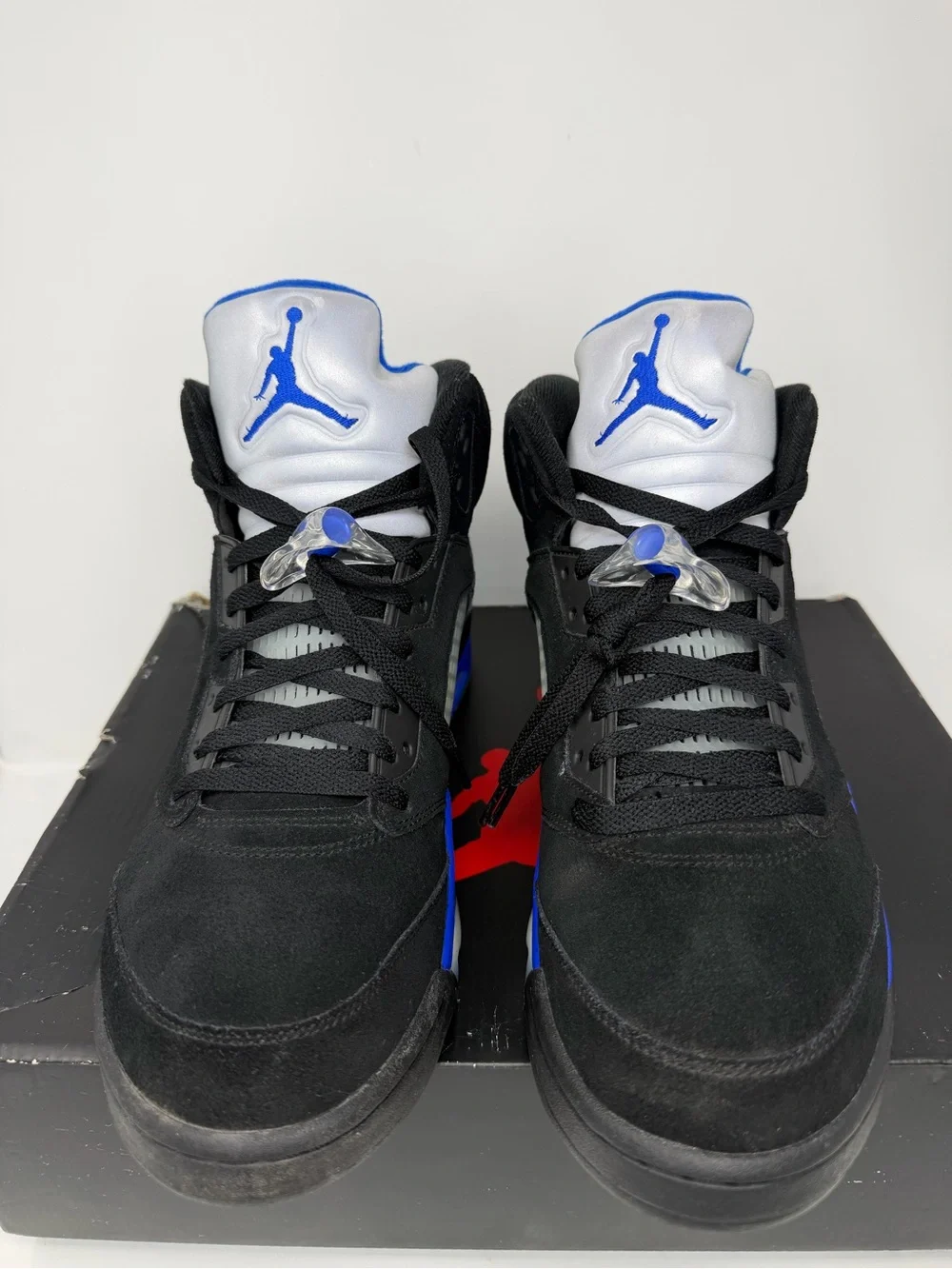 Jordan Men's Black and Royal Blue High-Top Sneakers